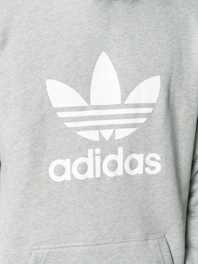 Shop Adidas Originals Trefoil Hoodie In Grey