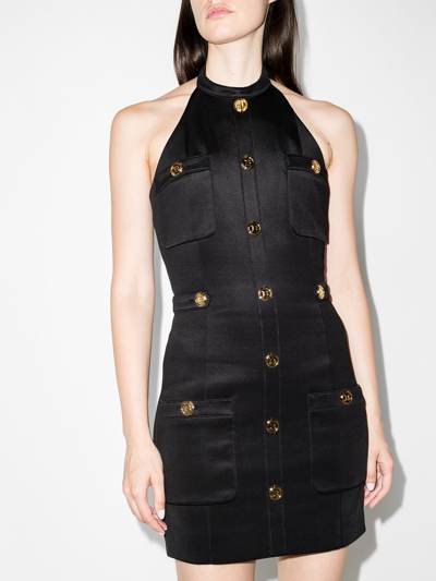 Shop Balmain Short Buttoned Dress In Schwarz