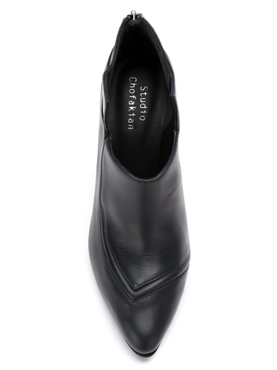 Studio Chofakian Panelled Leather Boots In Blue
