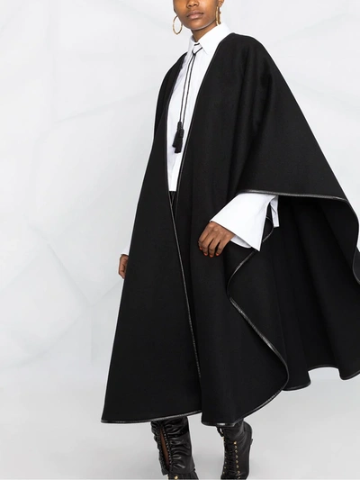 Shop Saint Laurent Oversized Poncho Cape Coat In Black