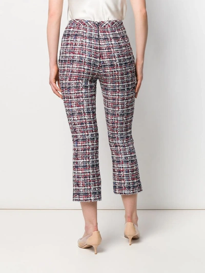 Balmain Button-detailed High-waisted Cropped Tweed Pants In Blue