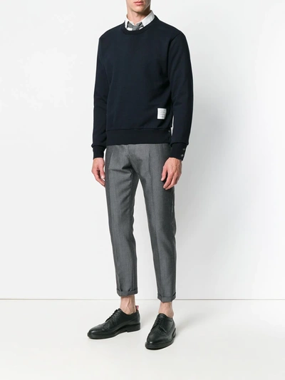 Thom Browne Tricolor Intarsia Design Cotton Sweatshirt In Black
