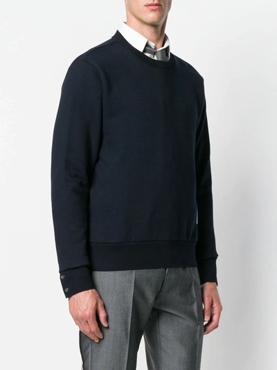 Thom Browne Tricolor Intarsia Design Cotton Sweatshirt In Black