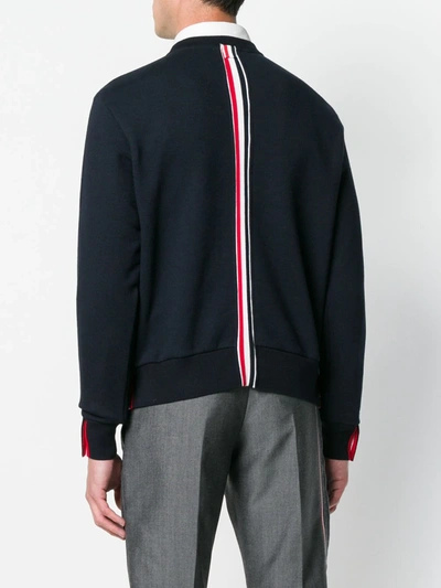 Thom Browne Tricolor Intarsia Design Cotton Sweatshirt In Black