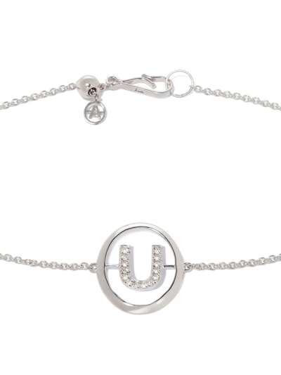 Shop Annoushka 18kt White Gold Diamond Initial U Bracelet In Silver
