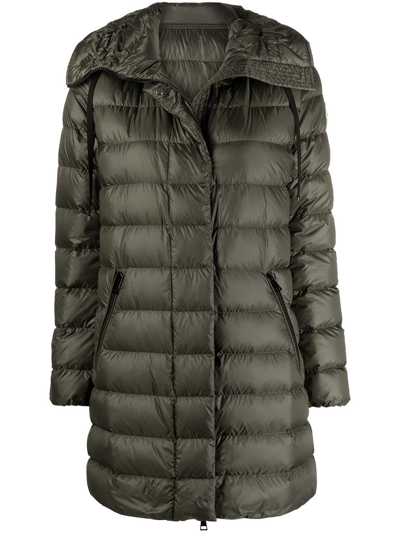 Shop Moncler Gnosia Padded Parka Coat In Green