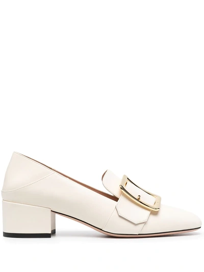 Shop Bally Buckle-embellished Leather Pumps In Neutrals