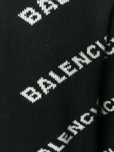 Shop Balenciaga Intarsia-knit Logo Jumper In Black