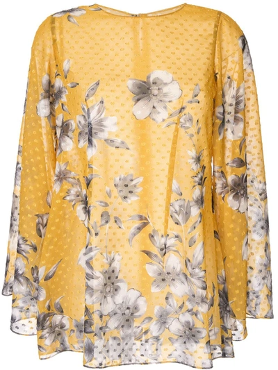 Shop Bambah Floral Bridget Tunic Top In Yellow