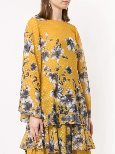 Shop Bambah Floral Bridget Tunic Top In Yellow