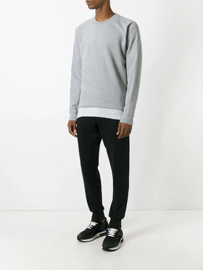 Shop Sunspel Plain Crew Neck Sweatshirt In Grey