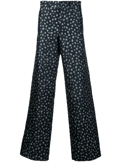 Pre-owned Comme Des Garçons Polka Dot Wide Leg Trousers In Blue