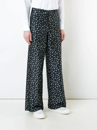 Pre-owned Comme Des Garçons Polka Dot Wide Leg Trousers In Blue