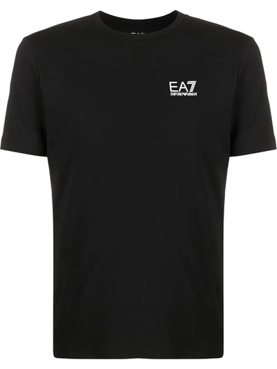 Shop Ea7 Logo Print Crew Neck T-shirt In Black