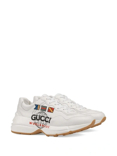 Shop Gucci Rhyton Worldwide Sneakers In White