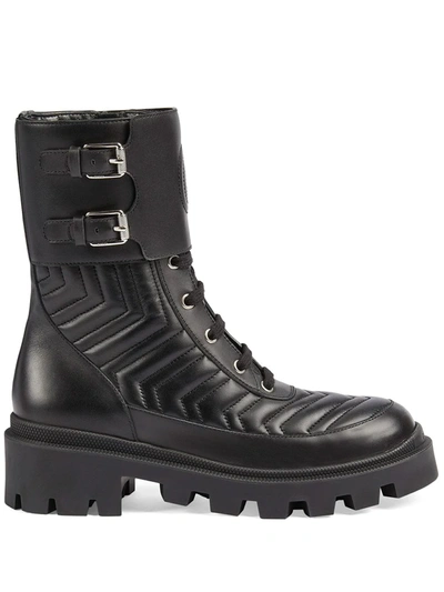 Shop Gucci Interlocking G Combat Boots In Black