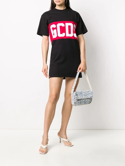 Shop Gcds Logo Print T-shirt Dress In Black