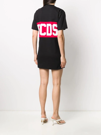 Shop Gcds Logo Print T-shirt Dress In Black