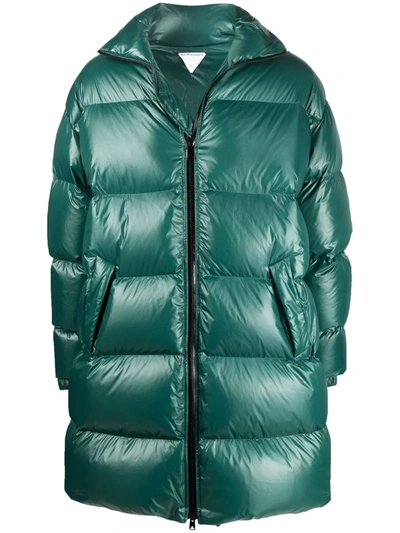 Shop Bottega Veneta Funnel Neck Padded Coat In Grün