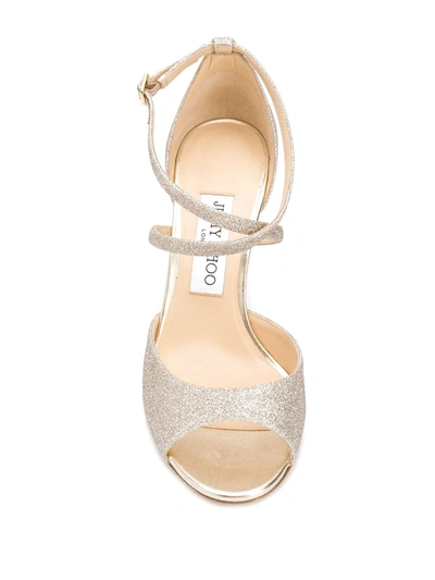 Shop Jimmy Choo Emsy 85mm Glitter Sandals In Gold