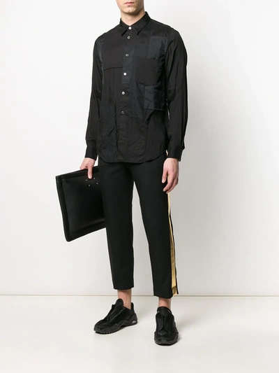Shop Black Comme Des Garçons Metallic Side Panel Trousers In Black