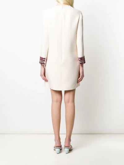 Valentino Sequin Embroidered Mini Dress In Neutrals