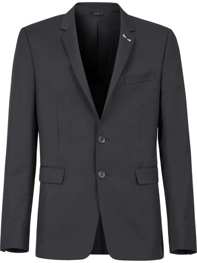 Shop Fendi Single-breasted Blazer Jacket In Black