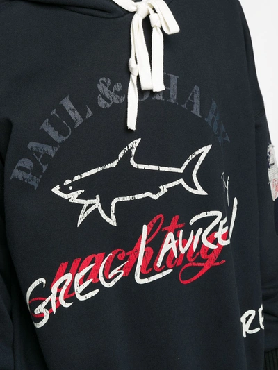 Shop Greg Lauren X Paul & Shark Logo-print Hoodie In Blue