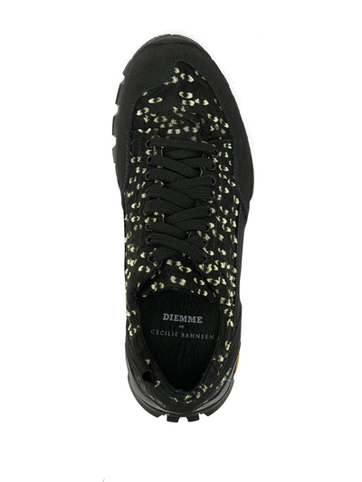 Cecilie Bahnsen X Diemme Embroidered Canvas Trainers In Black Yellow |  ModeSens