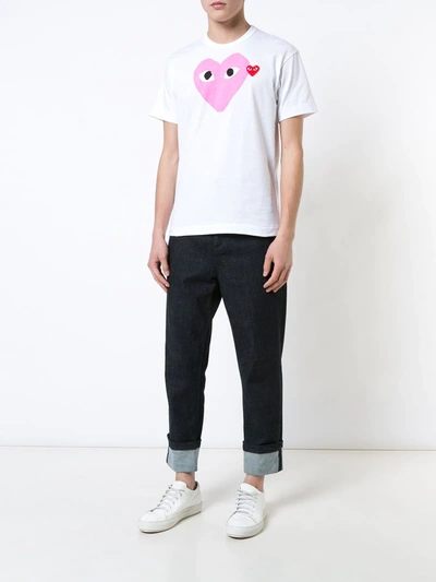 Comme Des Garçons Play Heart Graphic Crewneck Short Sleeve T-shirt In White
