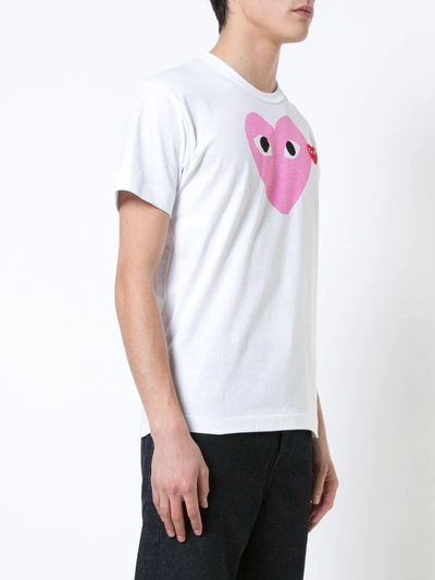 Comme Des Garçons Play Heart Graphic Crewneck Short Sleeve T-shirt In White