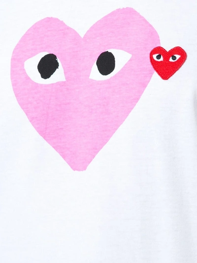 Comme Des Garçons Play Heart Graphic Crewneck Short Sleeve T-shirt In White