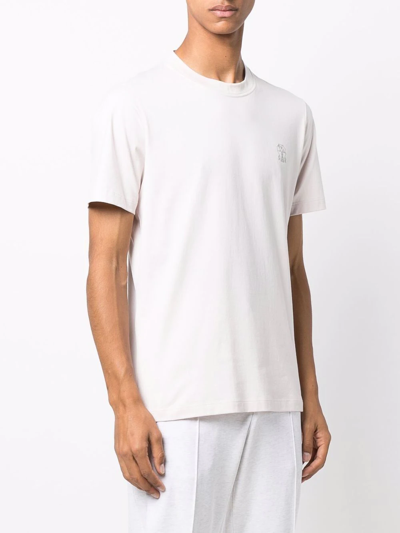 Brunello Cucinelli Embroidered Motif T-shirt In Rosa