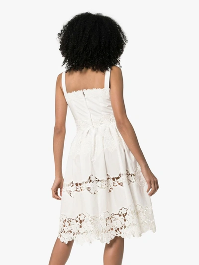 Shop Dolce & Gabbana Floral Embroidered Cutout Midi-dress In White