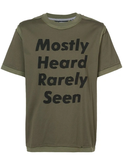 Shop Mostly Heard Rarely Seen Deconstructed Logo Print T-shirt In Green