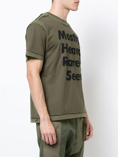 Shop Mostly Heard Rarely Seen Deconstructed Logo Print T-shirt In Green