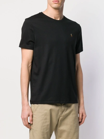 Shop Polo Ralph Lauren Logo Embroidered T-shirt In Black