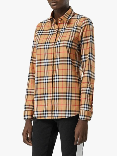 Shop Burberry Vintage Check Print Shirt In Brown