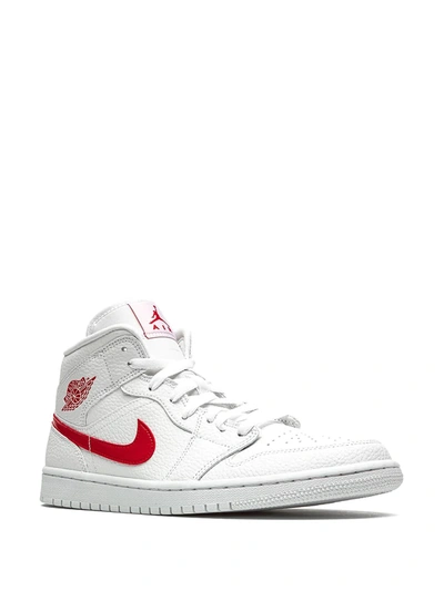 Shop Jordan Air  1 Mid "university Red" Sneakers In White