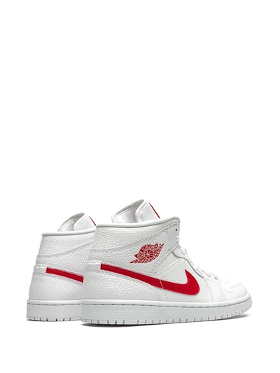 Shop Jordan Air  1 Mid "university Red" Sneakers In White