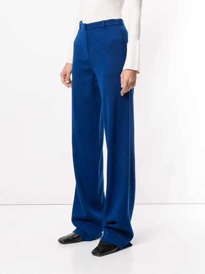 Shop Pushbutton Long Straight-leg Trousers In Blue