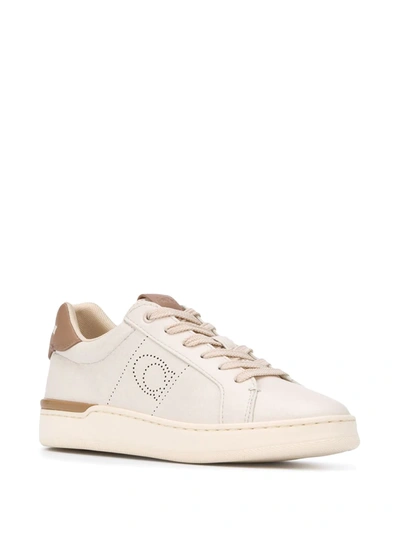 Shop Coach Low-top Perforated Sneakers In Neutrals