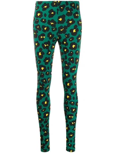 Shop La Doublej Floral Leopard Print Leggings In Green