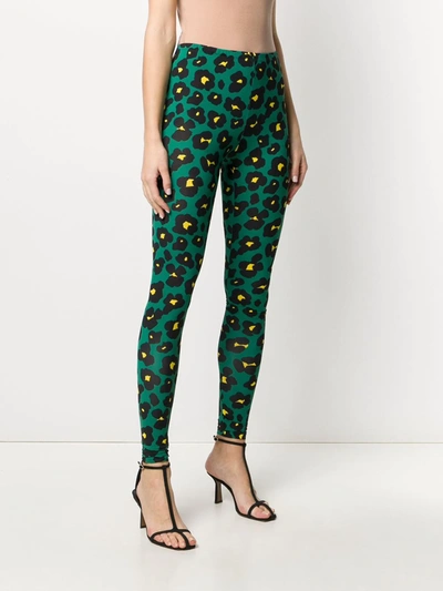 Shop La Doublej Floral Leopard Print Leggings In Green