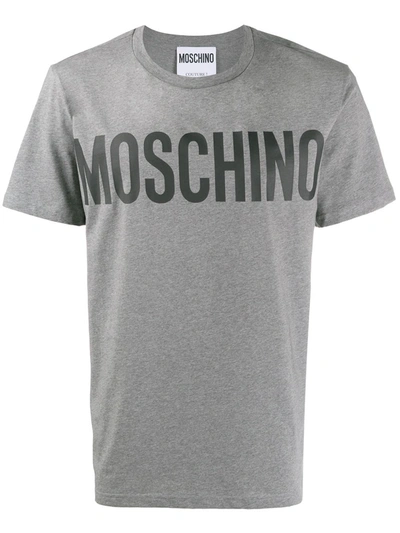 Shop Moschino Lettering Logo Print T-shirt In Grey