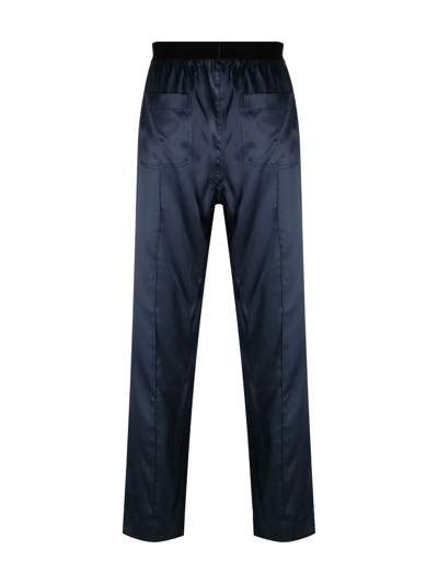 Shop Tom Ford Logo-waist Silk Pyjama Trousers In Blue