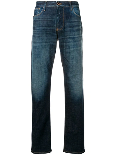Shop Emporio Armani Straight Fit Jeans In Blue