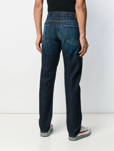 Shop Emporio Armani Straight Fit Jeans In Blue