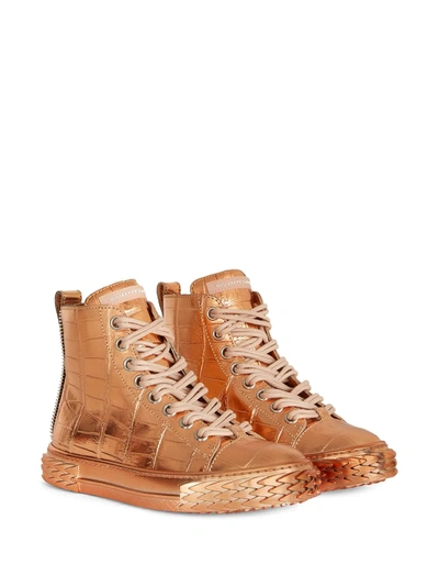 Shop Giuseppe Zanotti Croco-effect Sneakers In Gold