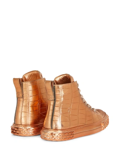 Shop Giuseppe Zanotti Croco-effect Sneakers In Gold